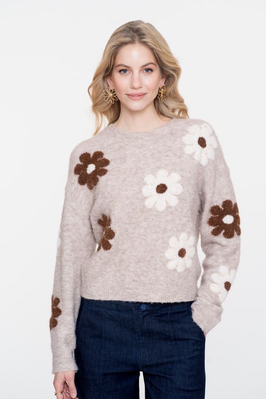 Geisha Pull flowers Beige