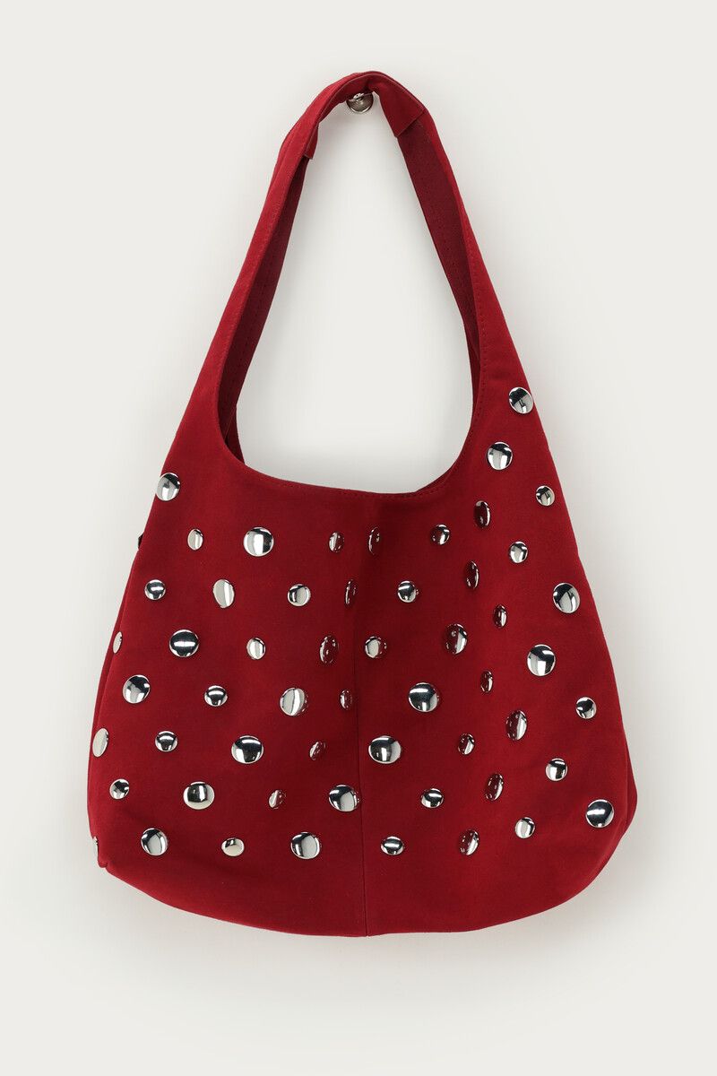 My Jewellery Shoulder bag big studs burgundy Rood