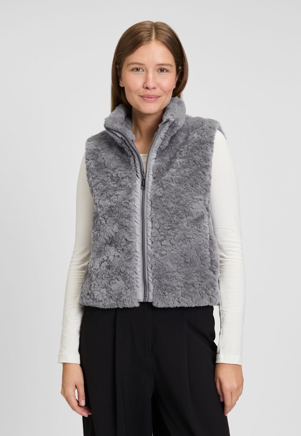 Covered ladies bodywarmer grijs