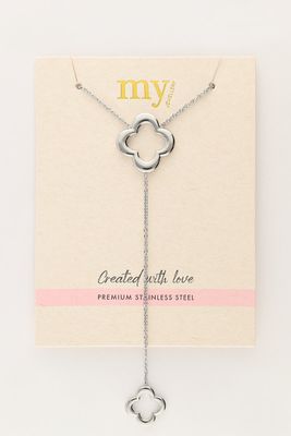 My Jewellery Necklace long clovers Zilver