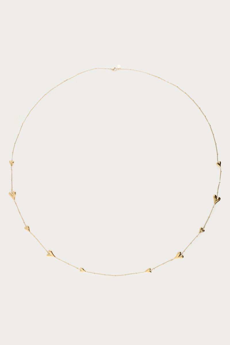 My Jewellery Necklace long dots 10 hearts Goud