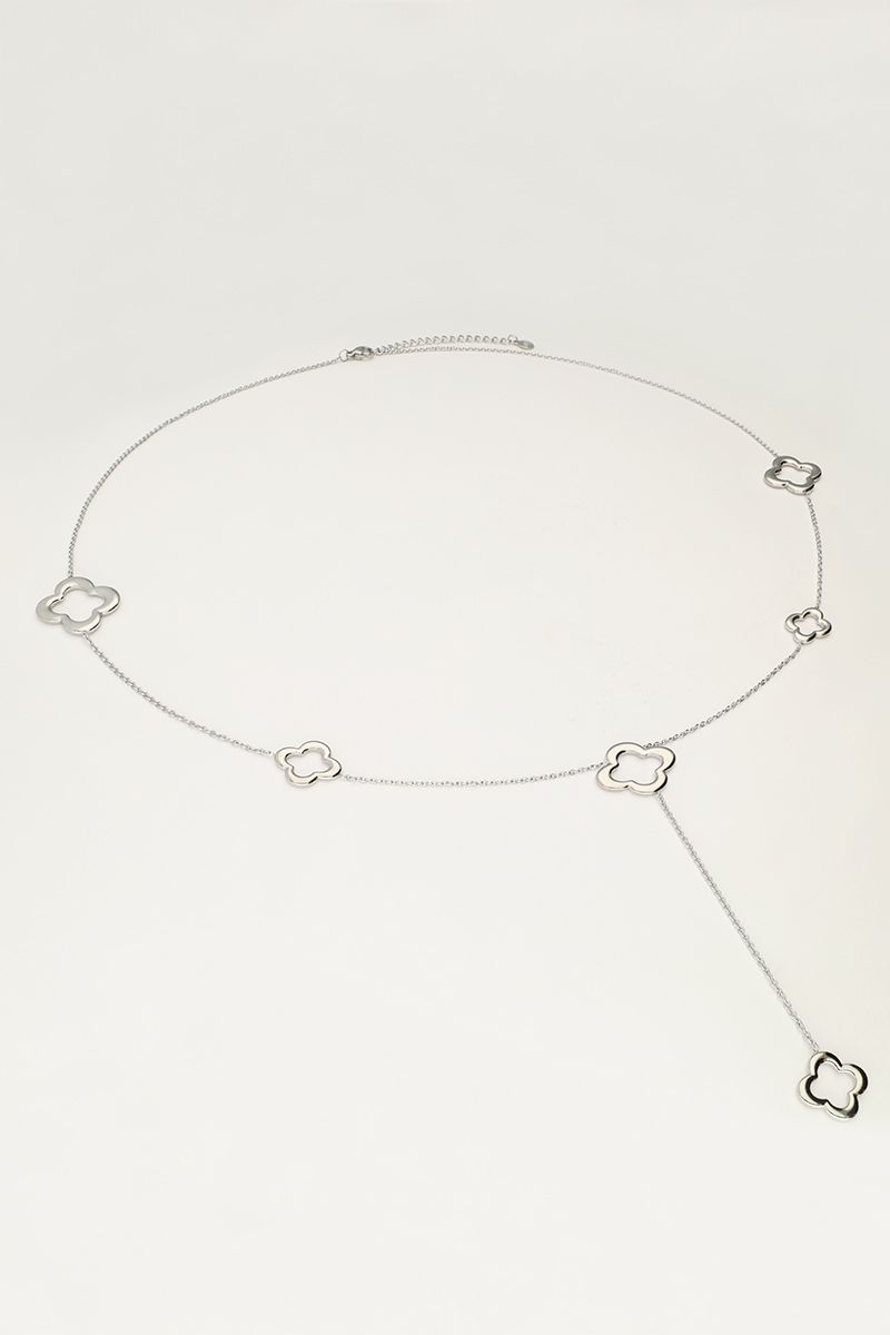 My Jewellery Necklace long clovers Zilver