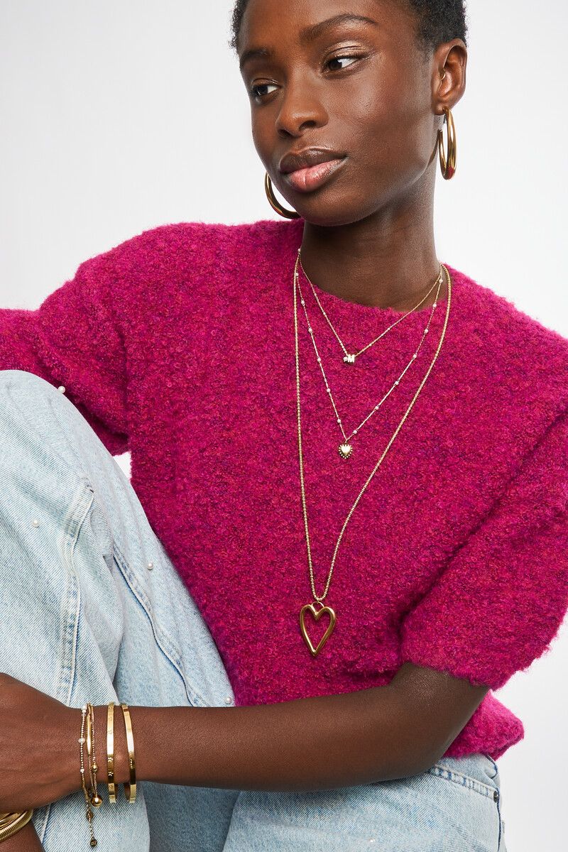 My Jewellery Necklace long round chain open hear Goud