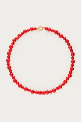 My Jewellery Necklace red beads Goud