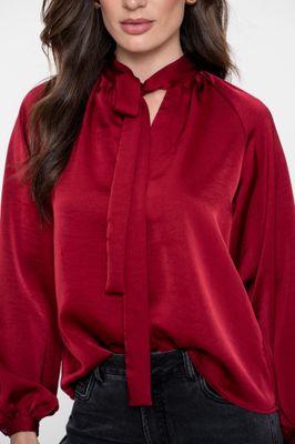 Geisha Blouse Strik Donkerrood