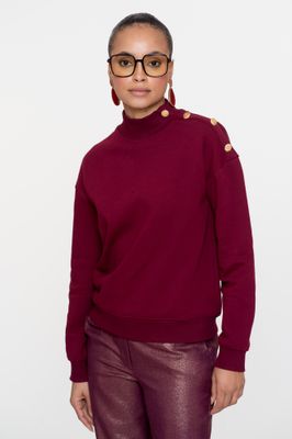 Geisha Sweater with buttons at shoulder Rood