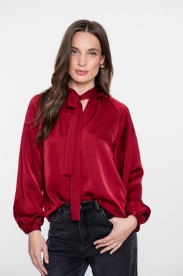 Geisha Blouse met strik donkerrood