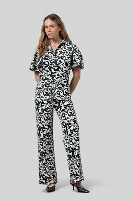 Studio Anneloes Abigail leafs trousers donkerblauw/kit