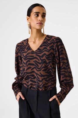 Garcia blouse Zwart/bruin