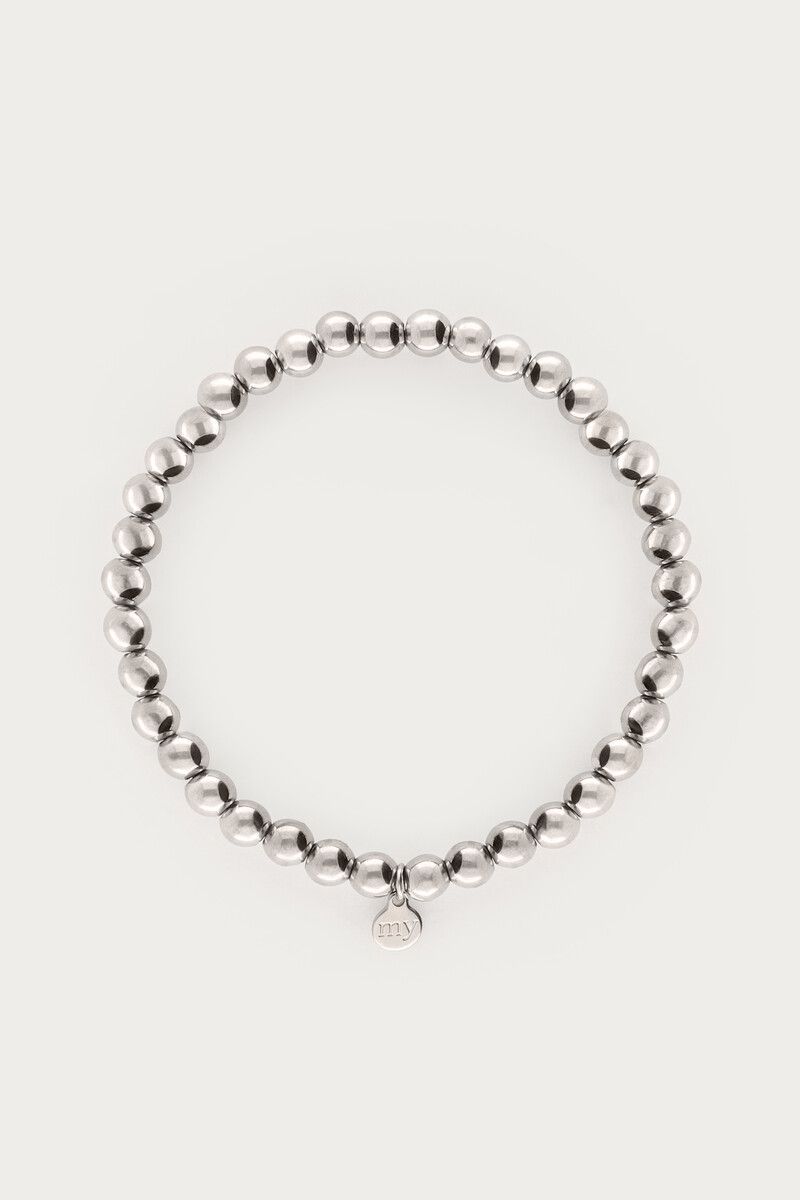 My Jewellery Stretch armband stalen kralen Zilver