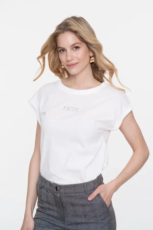 Geisha T-shirt faith Ecru