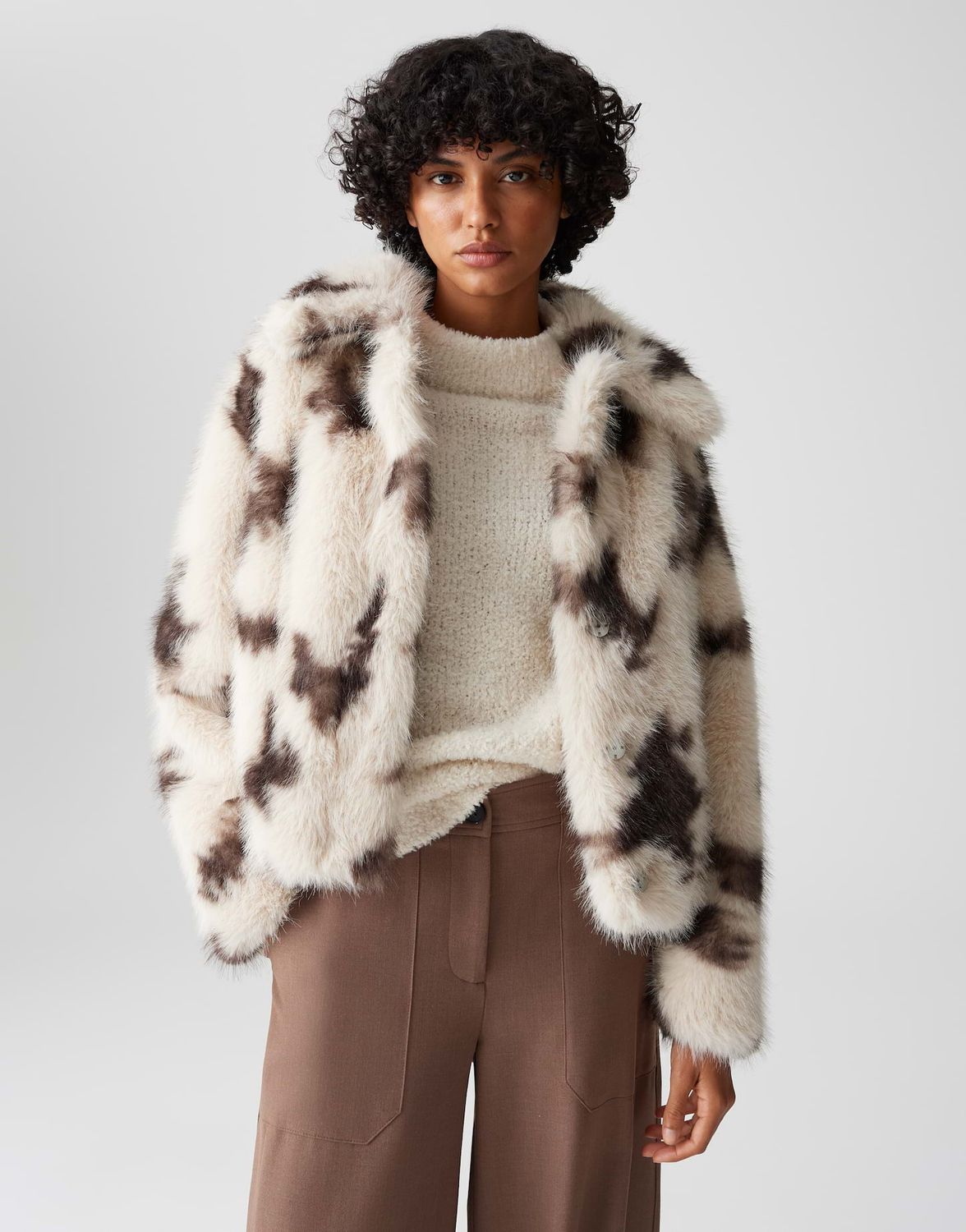 Opus Hajora fluffy jas beige