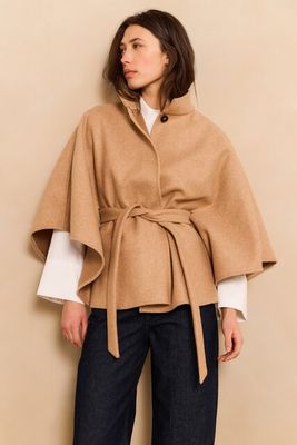 YaYa Soft woven poncho with collar Bruin