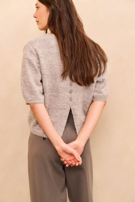 YaYa V-hals trui met melangetextuur Grijs