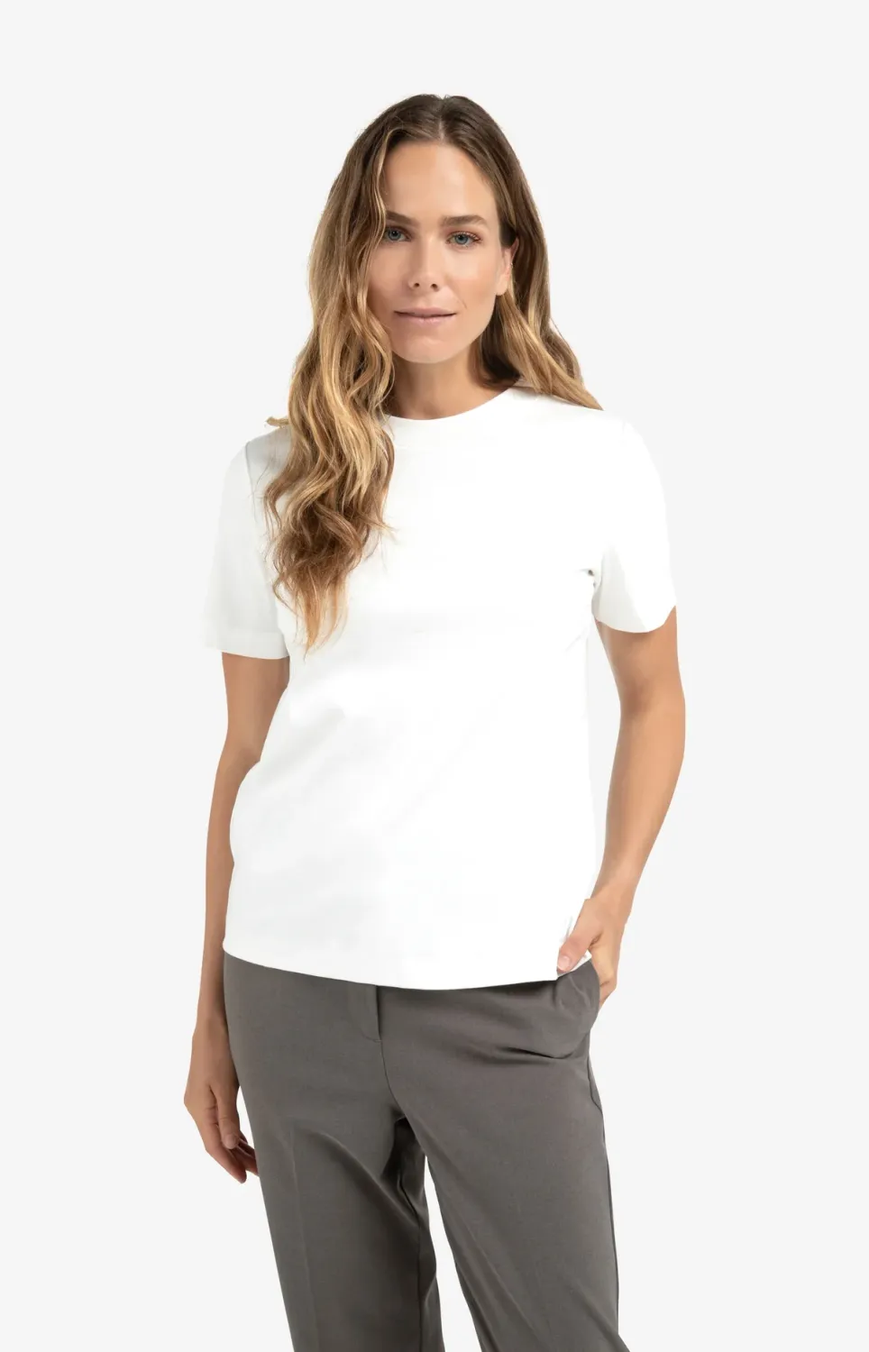 YaYa Round neck t-shirt Ecru