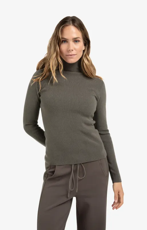 YaYa Fijne ribtrui met col Grijs