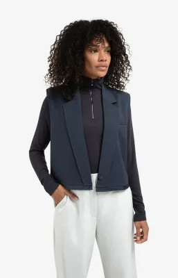 YaYa Mouwloze korte blazer Blauw