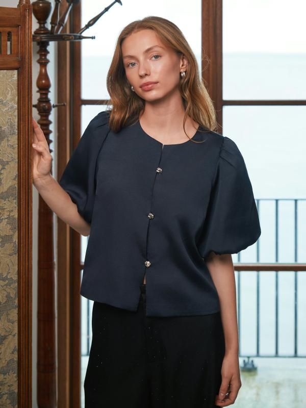 Neo Noir Aisa Dull Satin Blouse
