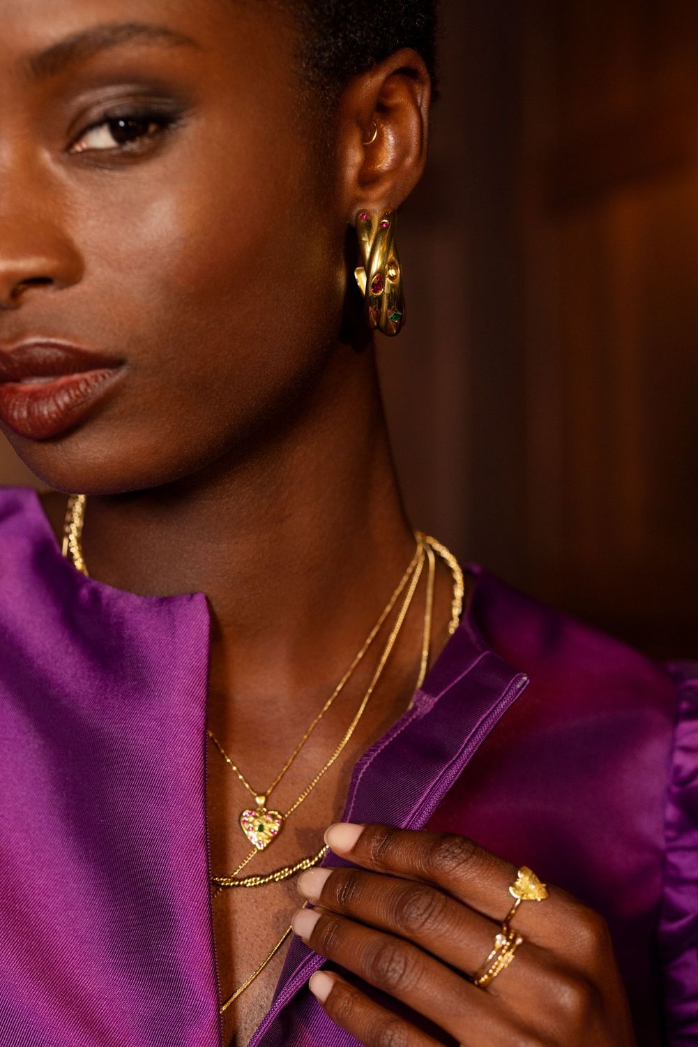 My Jewellery Earring double hoop strass colour Goud