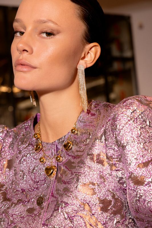 My Jewellery Earring rounded strass strings Goud