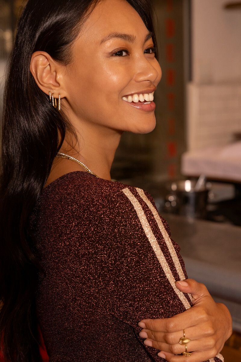 My Jewellery Earring square strass hoop midi Goud