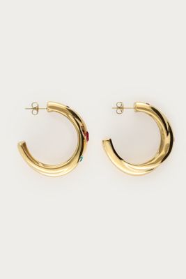 My Jewellery Earrings double hoop strass colour Goud