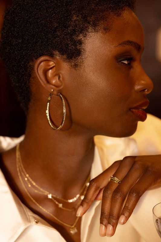 My Jewellery Earring hoop big fine strass Goud