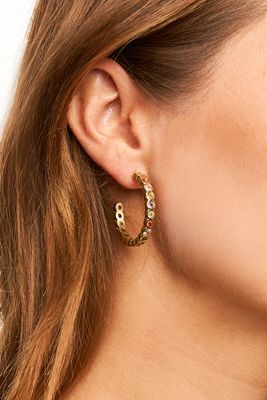 My Jewellery Earring hoop midi coloured strass Goud