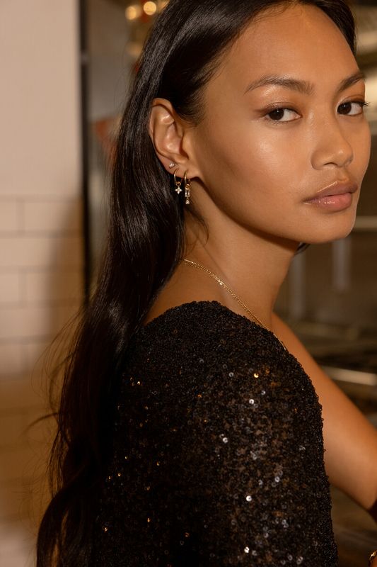 My Jewellery Earring mini hoop triple strass Goud