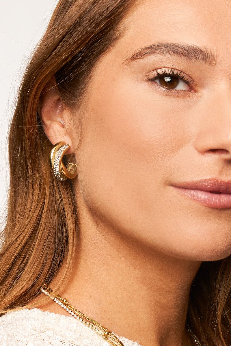 My Jewellery Earring hoop twisted strass Goud