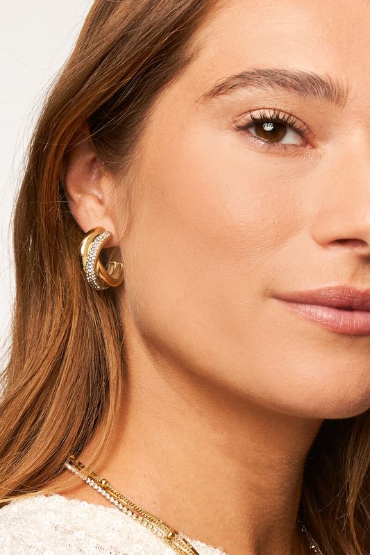 My Jewellery Earring hoop twisted strass Goud