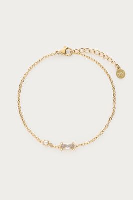 My Jewellery Bracelet tiny strass pearl charm Goud