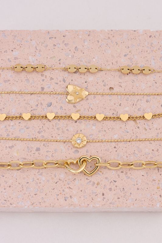 My Jewellery Bracelet chain 2 hearts Goud