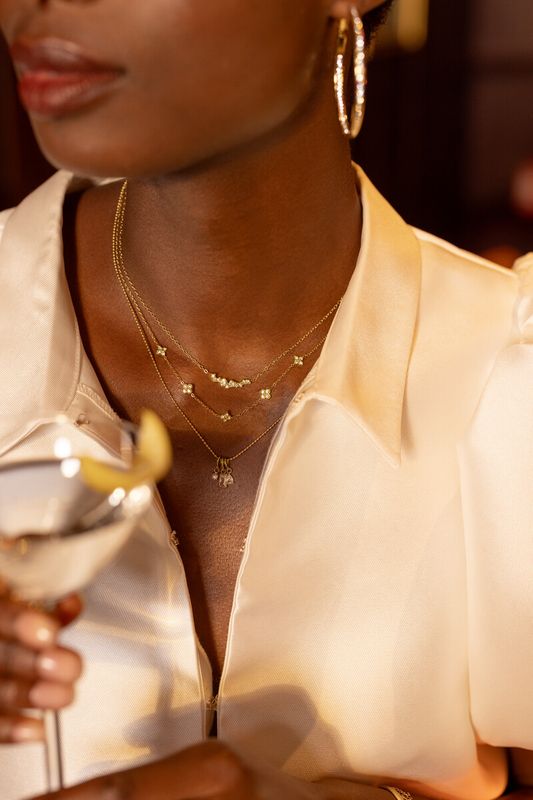 My Jewellery Necklace strass 5 clovers Goud
