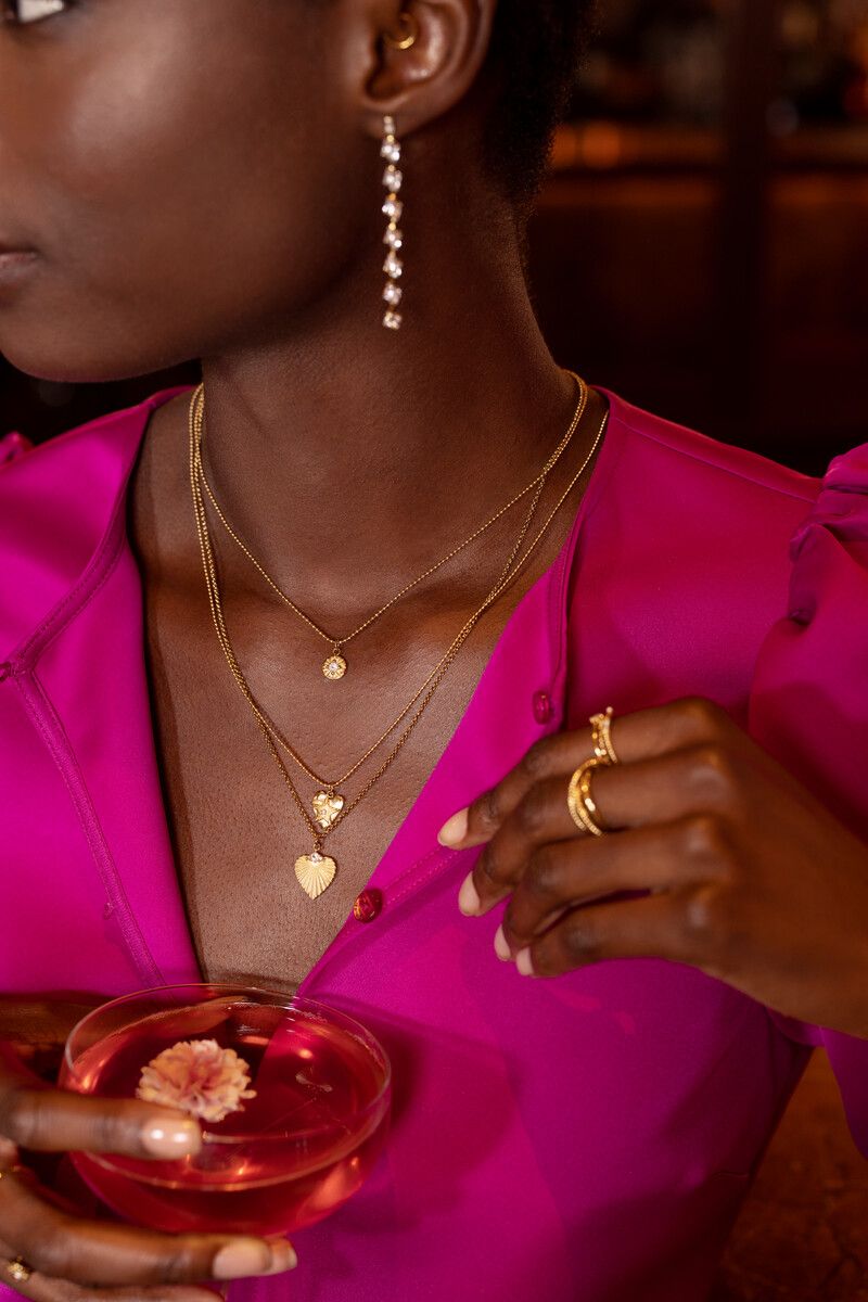 My Jewellery Necklace heart multi strass Goud
