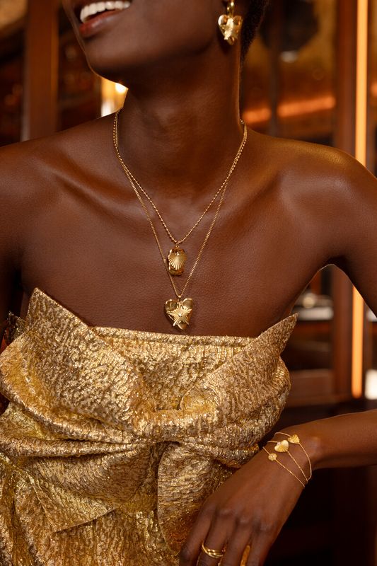 My Jewellery Necklace long square heart Goud