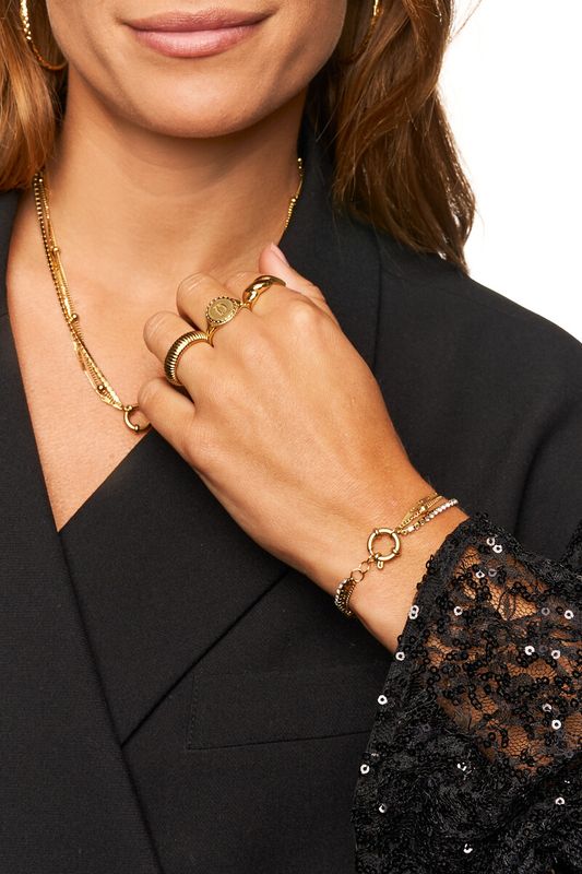 My Jewellery Bracelet triple chain strass Goud