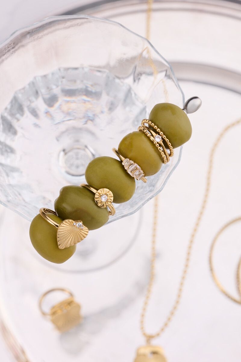 My Jewellery Ring triple strass dots Goud