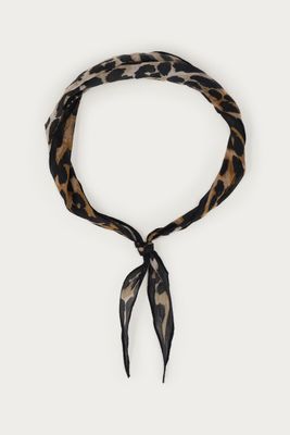 My Jewellery Scarf leopard black edge Zwart