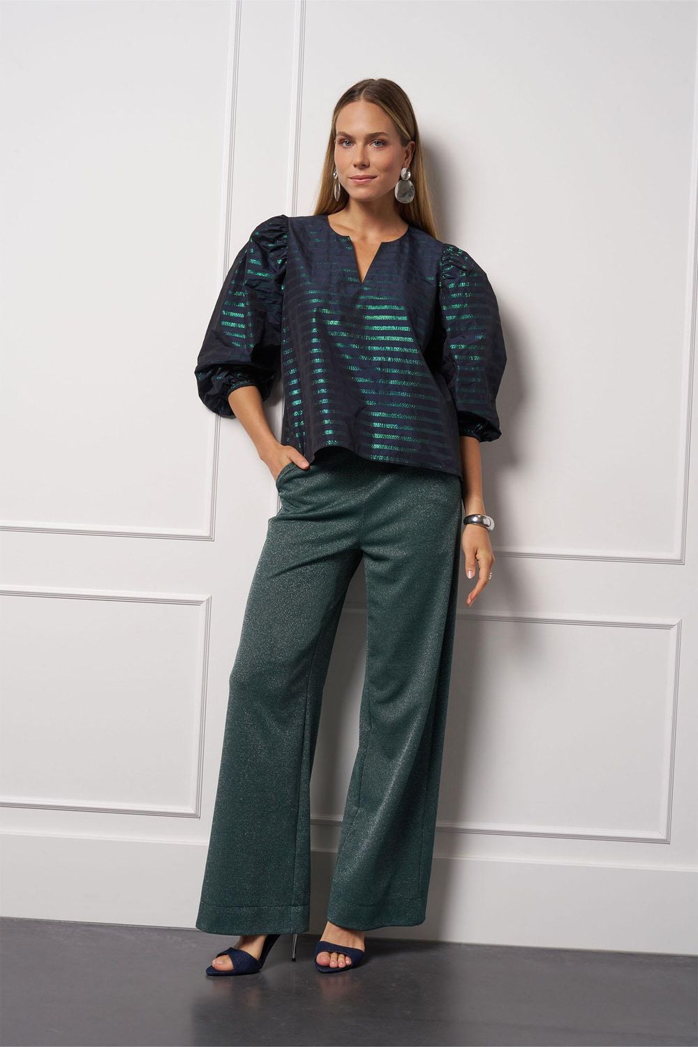 Studio Anneloes Xara sparkle stripe blouse Blauw