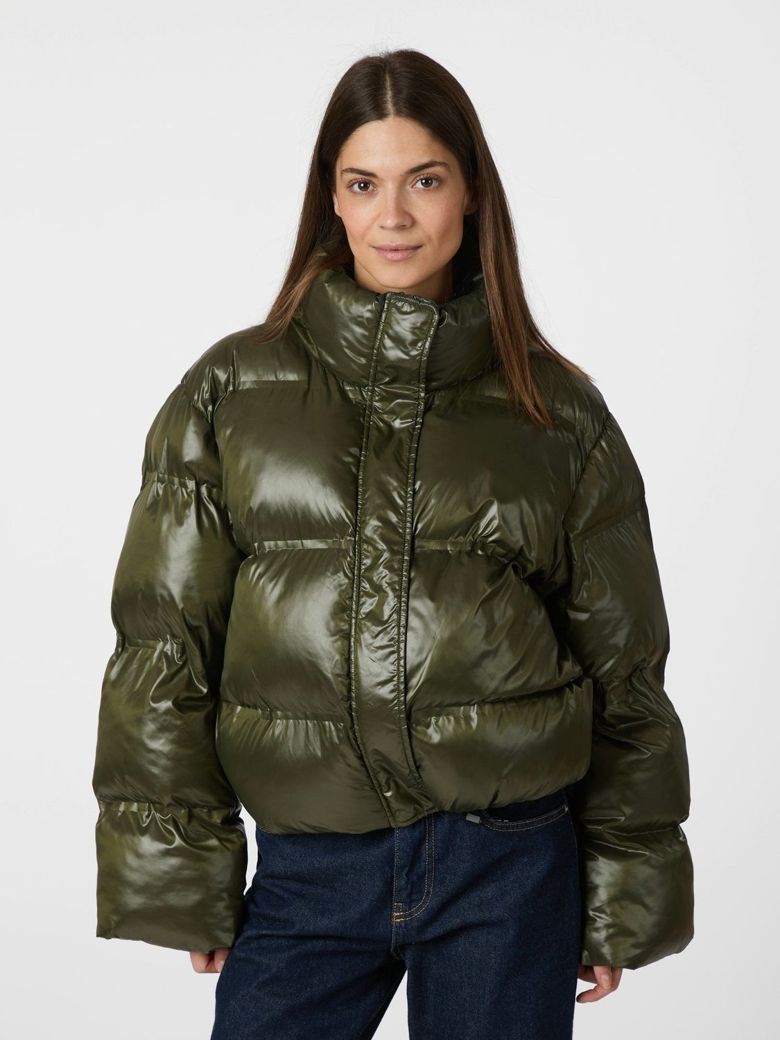 Neo Noir Rhea Shiny Puffer Jacket Groen