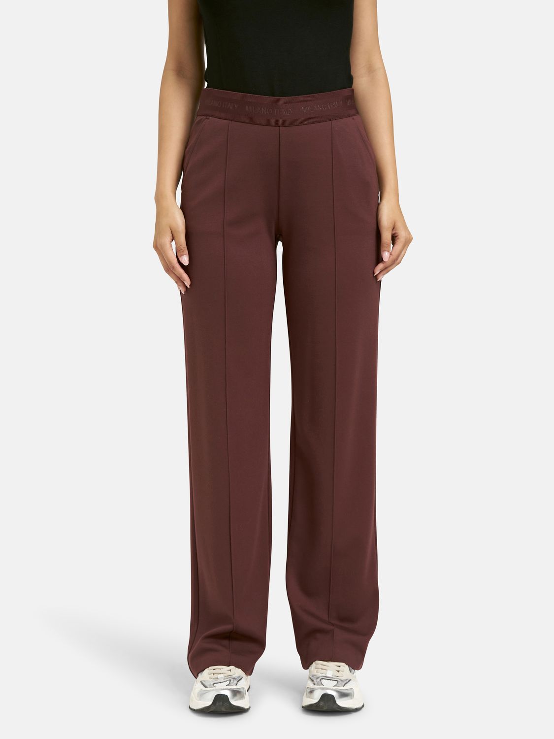 Milano Italy jersey pants met elastieke band Rood