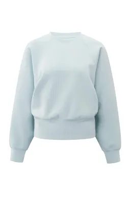 YaYa Fijngeribde raglan sweater Grijs