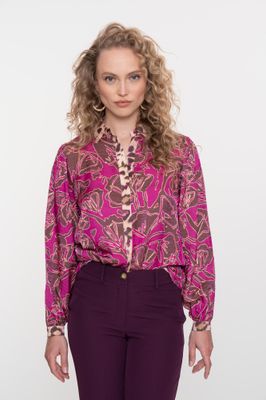 Geisha blouse Bruin/roze
