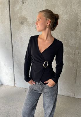 Sisters Point top met gouden gesp Zwart