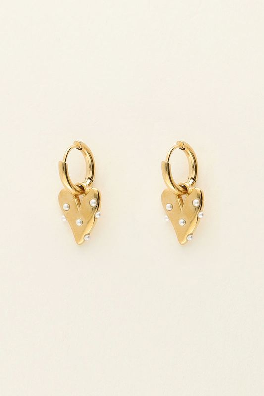 My Jewellery Earrings heart with pearls Goud