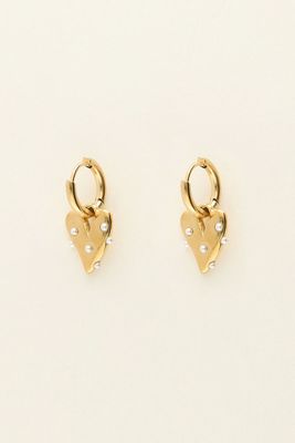 My Jewellery Earrings heart with pearls Goud