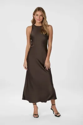 Neo Noir Celinie Heavy Sateen Dress Bruin