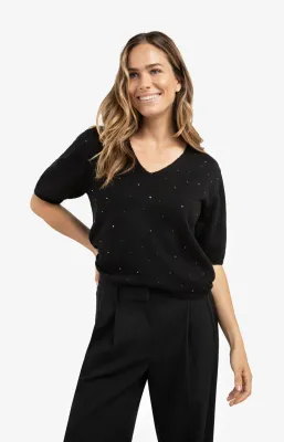 YaYa Trui met strass steentjes Zwart