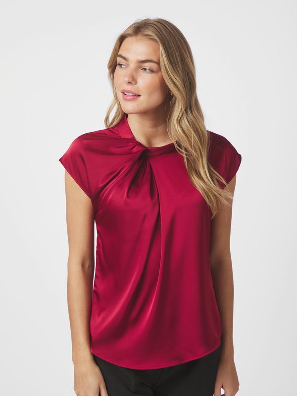 Neo Noir Fleur Drapy Satin Blouse Rood